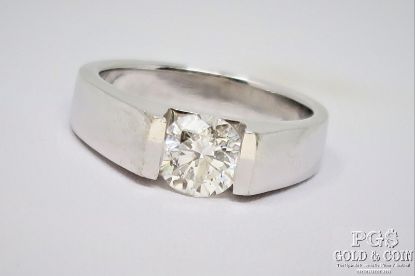 Picture of Platinum & Iridium .93ct Round Brilliant Cut Diamond Engagement Ring 
