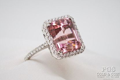 Picture of 7.38ct VS Rose Quartz 18k Ring with Halo Setting 