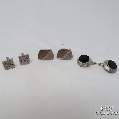 Picture of 3 Sets of Vintage Sterling Silver Cufflinks 