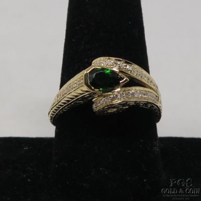 Picture of Green Tourmaline Pear Shaped 1.04 CT Egyptian Inspired 14K Gold Ring