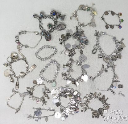 Picture of Vintage Sterling Silver Charm Bracelets & Charms (15)