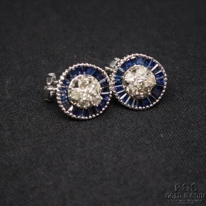 Picture of 18k Diamond & Sapphire Earrings - RBD, I2, H 0.06ct 