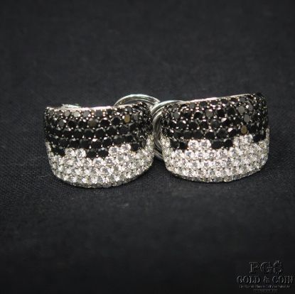 Picture of 18k 2.52cttw VS, G/H White & Black Diamond Huggie Earrings