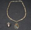 Picture of .925 Navajo Beaded Necklace w/ Turquoise/Coral & MOP Ring