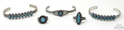 Picture of Assorted Bell Trading Post Sterling Silver & Turquoise Rings(2) & Cuffs(3)