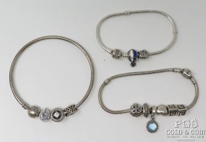 Picture of Sterling Silver Pandora Bracelets x3 w/ 11 Charms