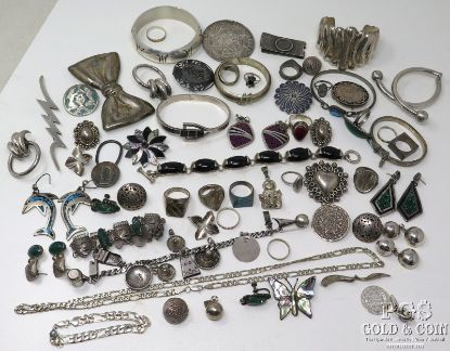 Picture of Assorted Sterling Silver Mexico + Taxco Jewelry 26.27ozt 
