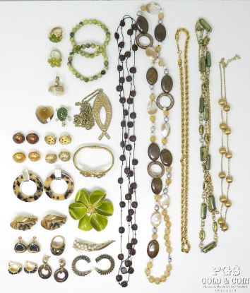 Picture of Assorted Beaded Gemstone Jewelry w/ Necklaces, Earrings, Rings, Cuff, Pin 