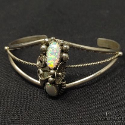 Picture of Jerry Cowboy Sterling Silver & Opal Adjustable Navajo Cuff