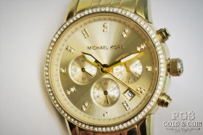 Picture of Michael Kors Watch Chronograph MK-6342 Goldtone Dial Crystal Bezel 