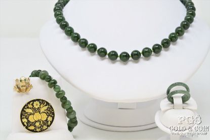 Picture of Beaded Jade Necklace, Bracelet, 2 Rings, Vintage Pins 