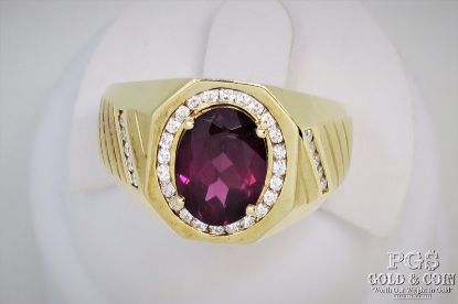 Picture of 4.06ct Pink/Purple Oval Sapphire Ring .35ct Halo VSG 14k Gold