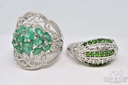 Picture of SNJ Green Gemstone Sterling Silver Art Deco Rings
