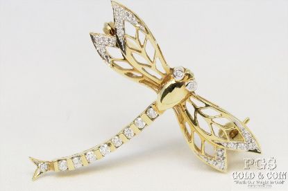 Picture of Sparkling Diamond Dragonfly Pin 18k Gold 