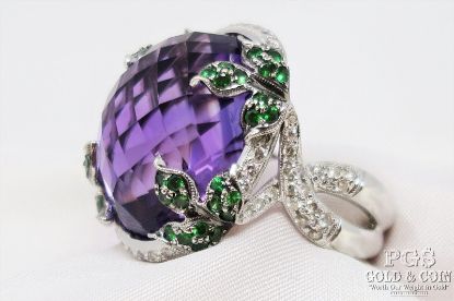 Picture of Art Nouveau Custom 18k 22.22cttw Amethyst & Diamond Ring .52ct VS2 SI1  