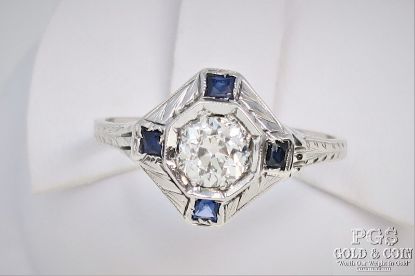 Picture of 14k .51ct VS1/H Diamond Engagement Ring w/ Sapphire Accents 
