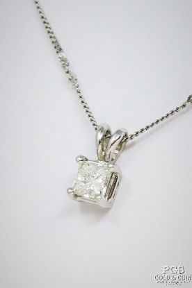 Picture of 14k .40ct I1, H Diamond Solitaire Pendant & Necklace 18" 