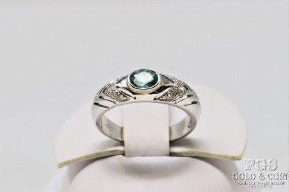 Picture of 18k .5ct Green Sapphire & SI/F-G Diamond Ring