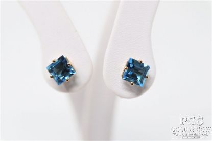 Picture of 14k Yellow Gold 2.0cttw Blue Topaz Stud Earrings 