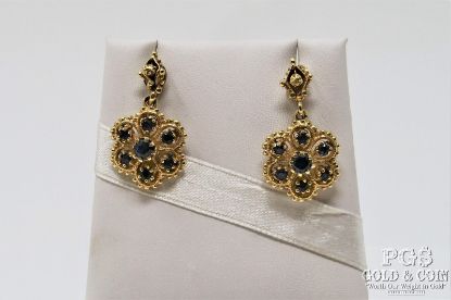 Picture of 10k Flower Shaped Sapphire Earrings 