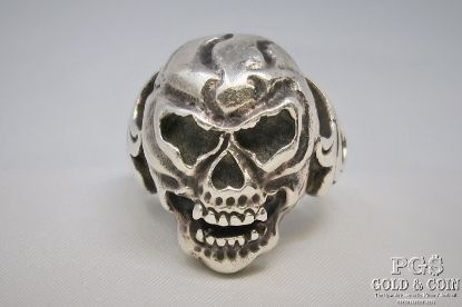 Picture of Sterling Silver Biker Skull Ring 