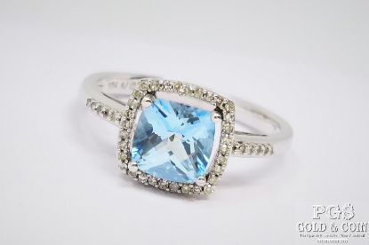 Picture of 10k 1.28ct Blue Topaz Statement Ring w/ Diamond Melee 