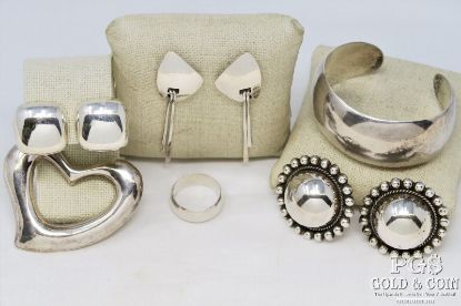 Picture of Taxco Sterling Silver MCM Wide Bangle, Pendant, Earrings & Ring