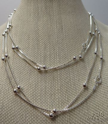 Picture of Chain Beaded Sterling Silver Necklaces 30" & 34" 