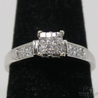 Picture of 14K White Gold Diamond Ring Illusion Setting .32ct Center w/ .20ct Accents 