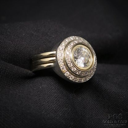 Picture of 14k 1.80ct VS1/H RBC Diamond Ring w/ 2 18k Bead Set Ring Guards 