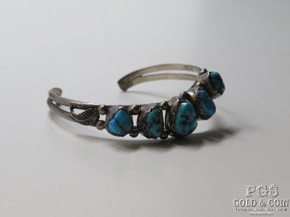 Picture of Native American Les Baker Sterling Silver & Turquoise Cuff 