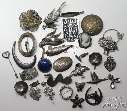 Picture of Assorted Native American Sterling Silver Pins & Brooches - 8.62ozt