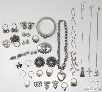 Picture of Assorted Sterling Silver Rings, Necklaces, Earrings, Pendants & Cuff 