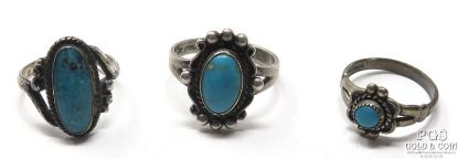 Picture of Vintage Bells Trading Post Sterling Silver & Turquoise Rings (3pcs)