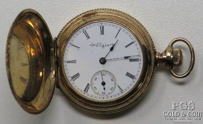 Picture of Antique Elgin 14k Gold Filled 7 Jewel Hunters Pocket Watch 