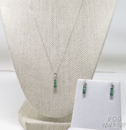 Picture of 10k Natural Emerald Necklace & Earring Set 