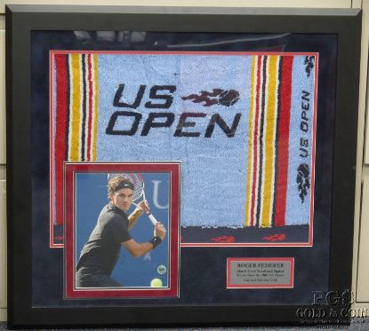 Picture of Roger Federer 2007 Signed US Open Match Used Towel #2/24  ACE COA 