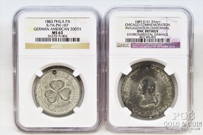 Picture of Rare US Tokens 1883 Philadelphia NGC MS63 Top Population, 1889 Chicago