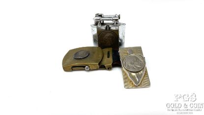 Picture of Assorted WWII 1943 Coin Lighter, Military Belt Buckle, Money Clip (3pcs) 
