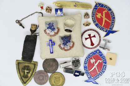 Picture of Masonic Knights Templar & Freemason Tokens, Medals, Silver Signet Ring (23pcs) 