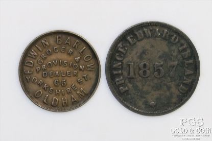 Picture of 1840 1857 Trade Tokens Britain Yorkshire Grocer, Canada  (2pcs) 