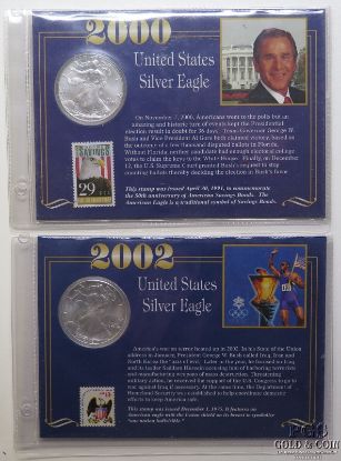 Picture of 2000 2002 American Silver Eagle Stamp & Coin Sets (2pcs)