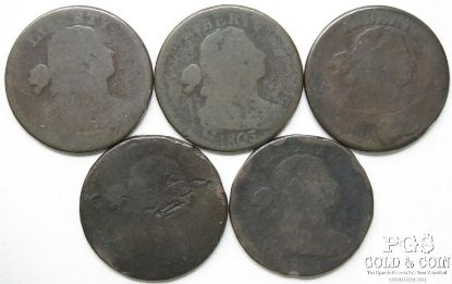 Picture of 1803, 1806, No Date x3  Draped Bust Large Cents 1c (5pcs)