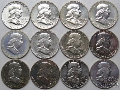Picture of 1959-1963 Imperfect Proof Franklin Half Dollars 50c (12pcs)