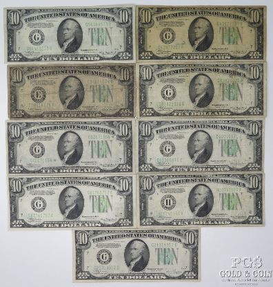 Picture of $10 United States Federal Reserve Notes x9 - 1934, 1934A x5, 1934C x3 