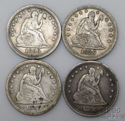 Picture of 1856 x2, 1857, 1876 Seated Liberty Quarters 25c (4pcs)