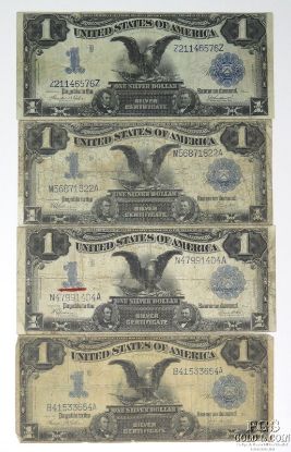 Picture of Series 1899$1 Silver Certificate x4 - 2x Teehee/Burke,2x MULE Speelman/White
