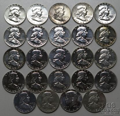 Picture of Assorted 1956-1964 Silver Proof Half Dollars 50c Franklin/Kennedy (24pcs)
