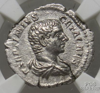 Picture of Roman Empire Geta, AD 209-211 AR Denarius Issued as Ceasar XF NGC 