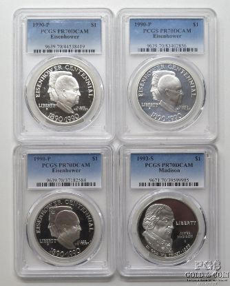 Picture of Proof Silver Commemorative Dollars $1 - 1990-P x3, 1993-S PR70DCAM PCGS 